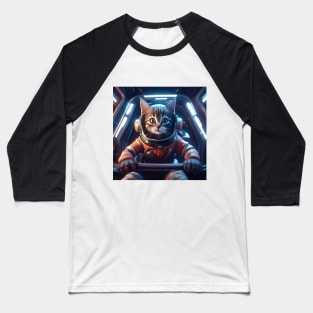 Cat Astronaut inside Spaceship Baseball T-Shirt